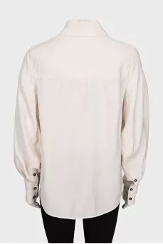 Beige straight-cut button-down shirt