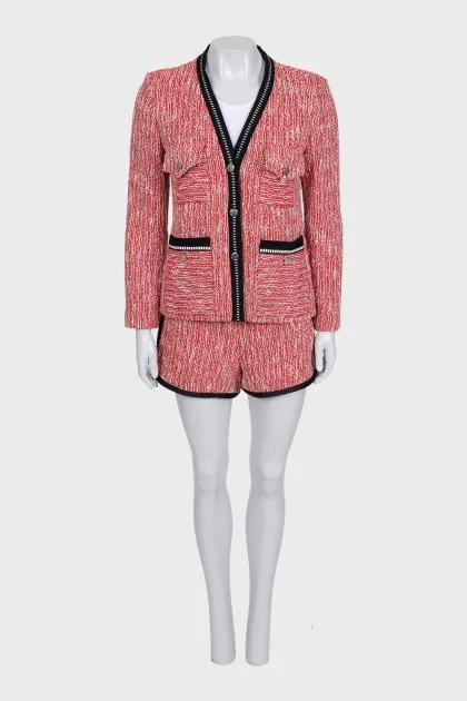 Red tweed suit with shorts