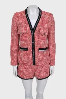 Red tweed suit with shorts