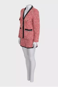Red tweed suit with shorts
