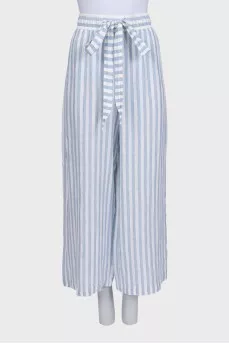 Striped straight-leg trousers with ties