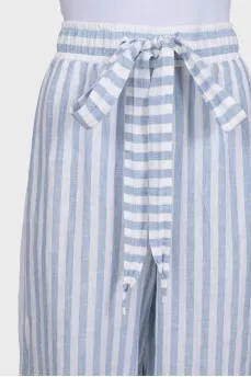 Striped straight-leg trousers with ties