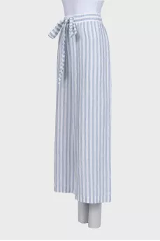 Striped straight-leg trousers with ties