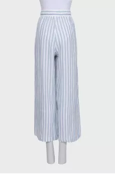 Striped straight-leg trousers with ties