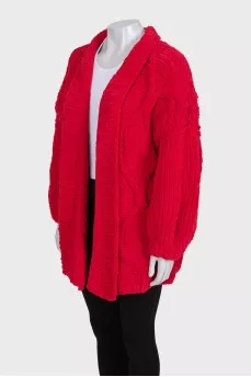 Red knitted cardigan