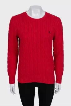 Red jumper with tag