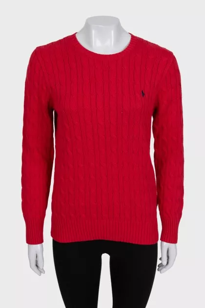 Red jumper with tag