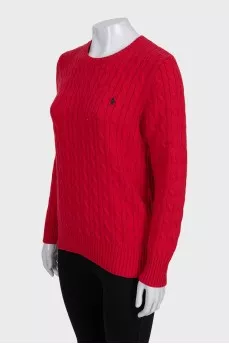 Red jumper with tag