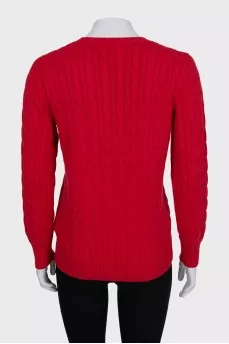 Red jumper with tag