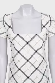 White checkered dress with short sleeves