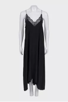 Black asymmetrical dress with straps