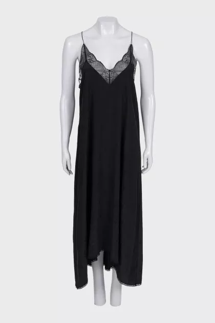 Black asymmetrical dress with straps