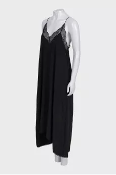 Black asymmetrical dress with straps