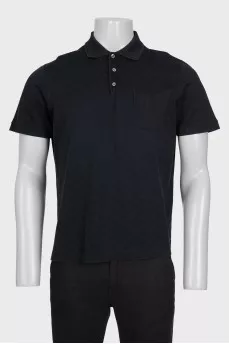 Men's black polo shirt with buttons