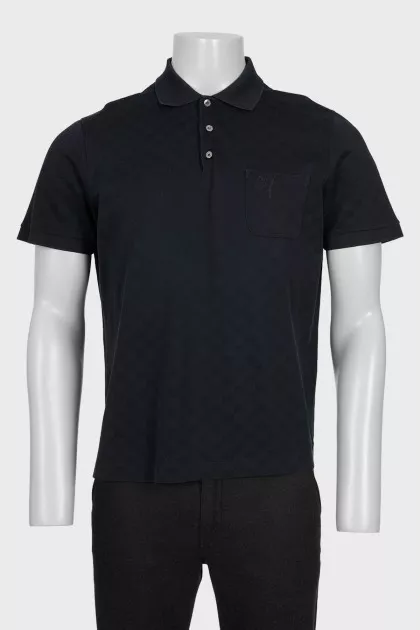 Men's black polo shirt with buttons