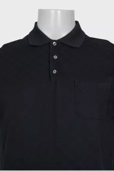 Men's black polo shirt with buttons