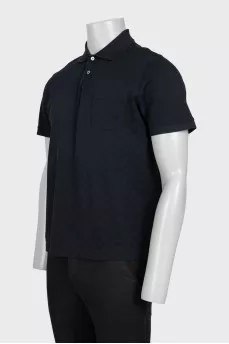 Men's black polo shirt with buttons