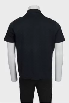 Men's black polo shirt with buttons