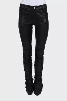 Straight-leg trousers with draping