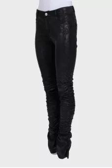 Straight-leg trousers with draping