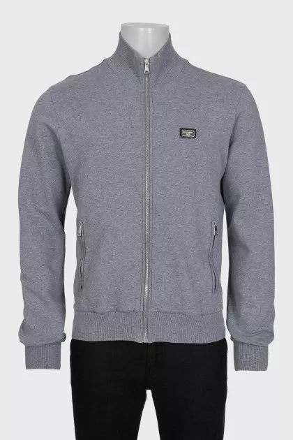 Men's gray sports jacket with a zipper