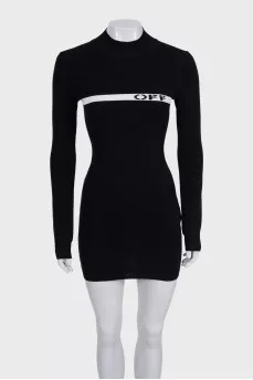 Black bodycon dress with contrast print