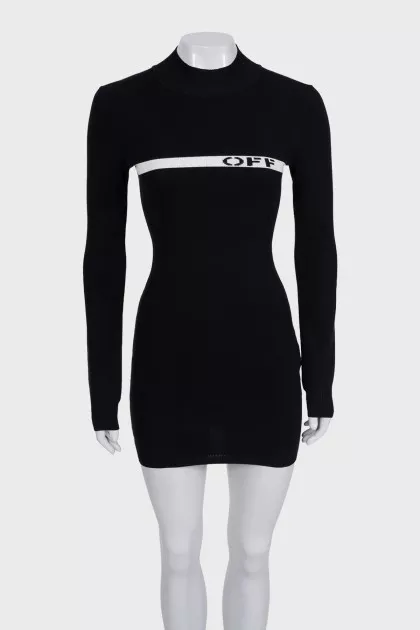 Black bodycon dress with contrast print