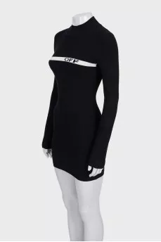Black bodycon dress with contrast print