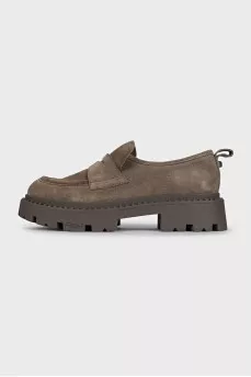 Green suede loafers