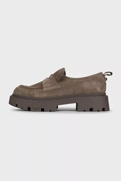 Green suede loafers