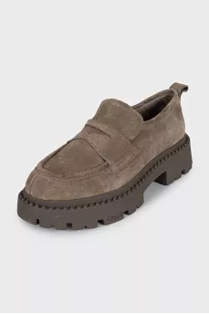 Green suede loafers