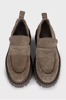 Green suede loafers