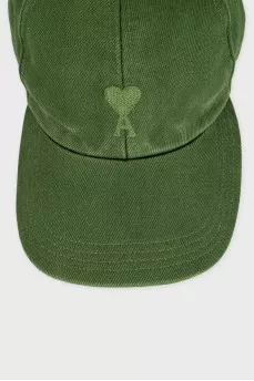 Cap with embroidered logo in green