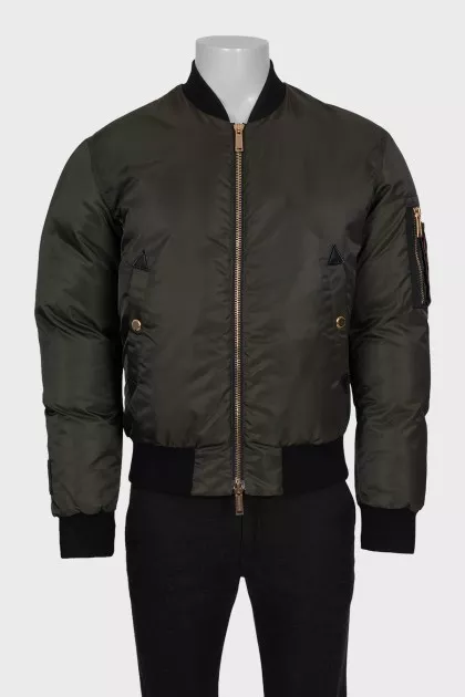 Men's insulated green bomber jacket