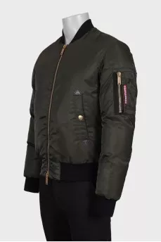 Men's insulated green bomber jacket