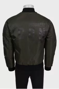 Men's insulated green bomber jacket