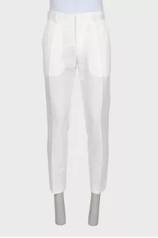 Men's straight-cut white trousers