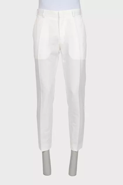 Men's straight-cut white trousers