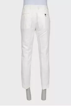 Men's straight-cut white trousers