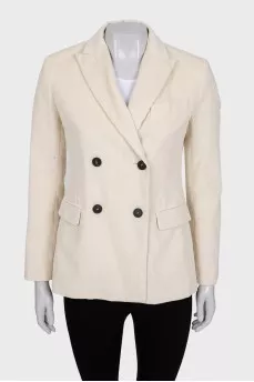 Double-breasted corduroy jacket in white