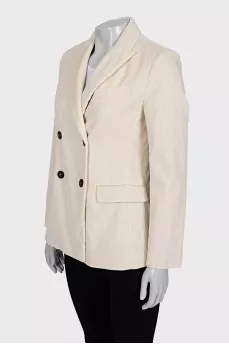Double-breasted corduroy jacket in white