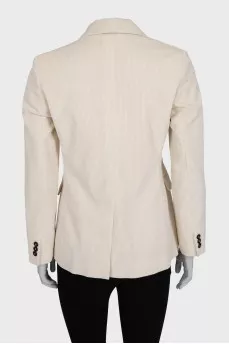 Double-breasted corduroy jacket in white