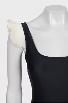 Black ruffled swimsuit with tag