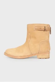 Suede gold logo boots
