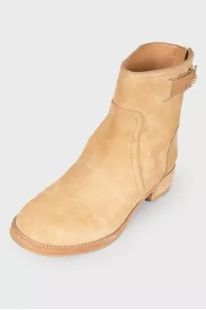 Suede gold logo boots