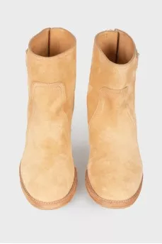 Suede gold logo boots