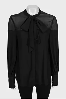 Semi-sheer black loose blouse with tag
