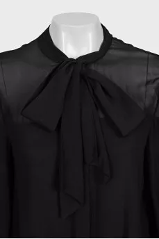 Semi-sheer black loose blouse with tag