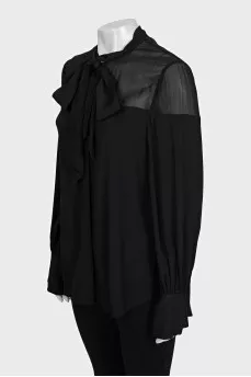 Semi-sheer black loose blouse with tag