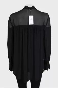 Semi-sheer black loose blouse with tag